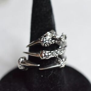 NWOT Dragon Claw Goth Punk Renfest Silver Tone Wrap OSFA Unisex Ring
